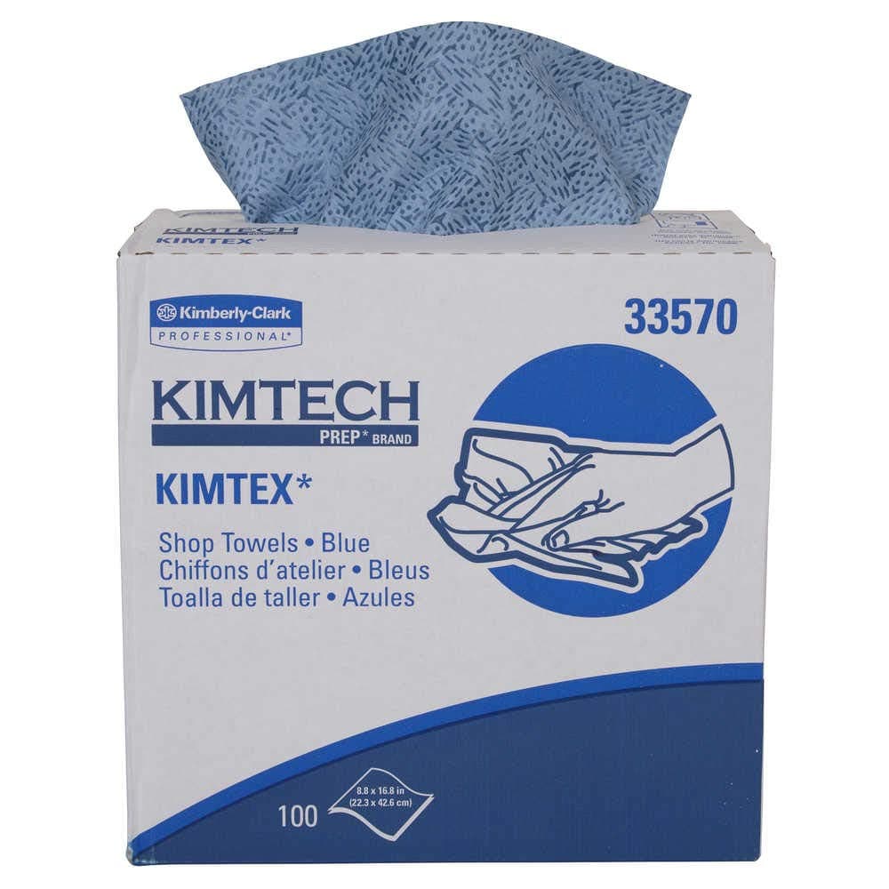 KIMTECH 33570 PREP KIMTEX Wipes, 8.8 x 16.8 in, Blue, Meltblown (100 Wipes/Pop-Up Box)