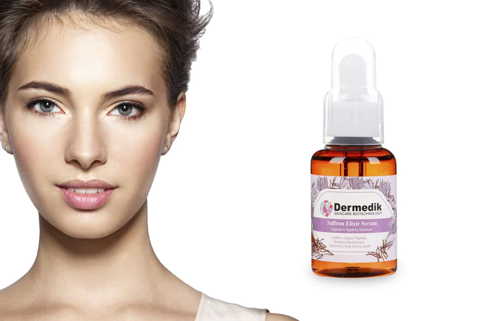 Saffron Elixir Serum with Copper Peptide, Rosehip Seed Extract & Hyaluronic Acid 1oz