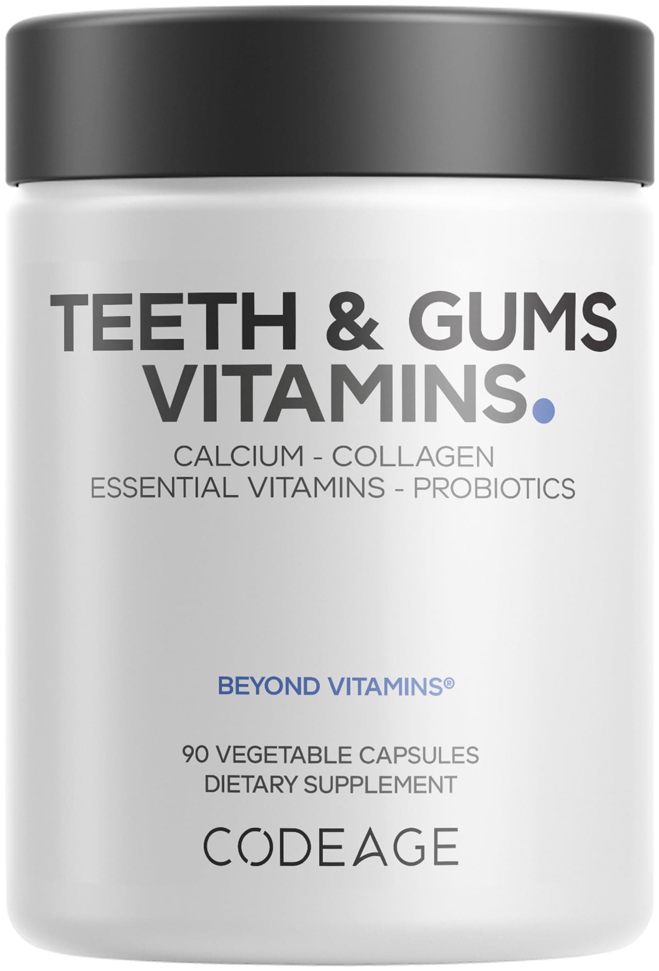Teeth & Gums Vitamins + Oral Probiotics Supplement for Mouth - Whole Food Calcium, Collagen, Potassium, Vitamin C, D3, K2, Zinc – Oral Care & Dental Multivitamin Supplements - 90 Capsules
