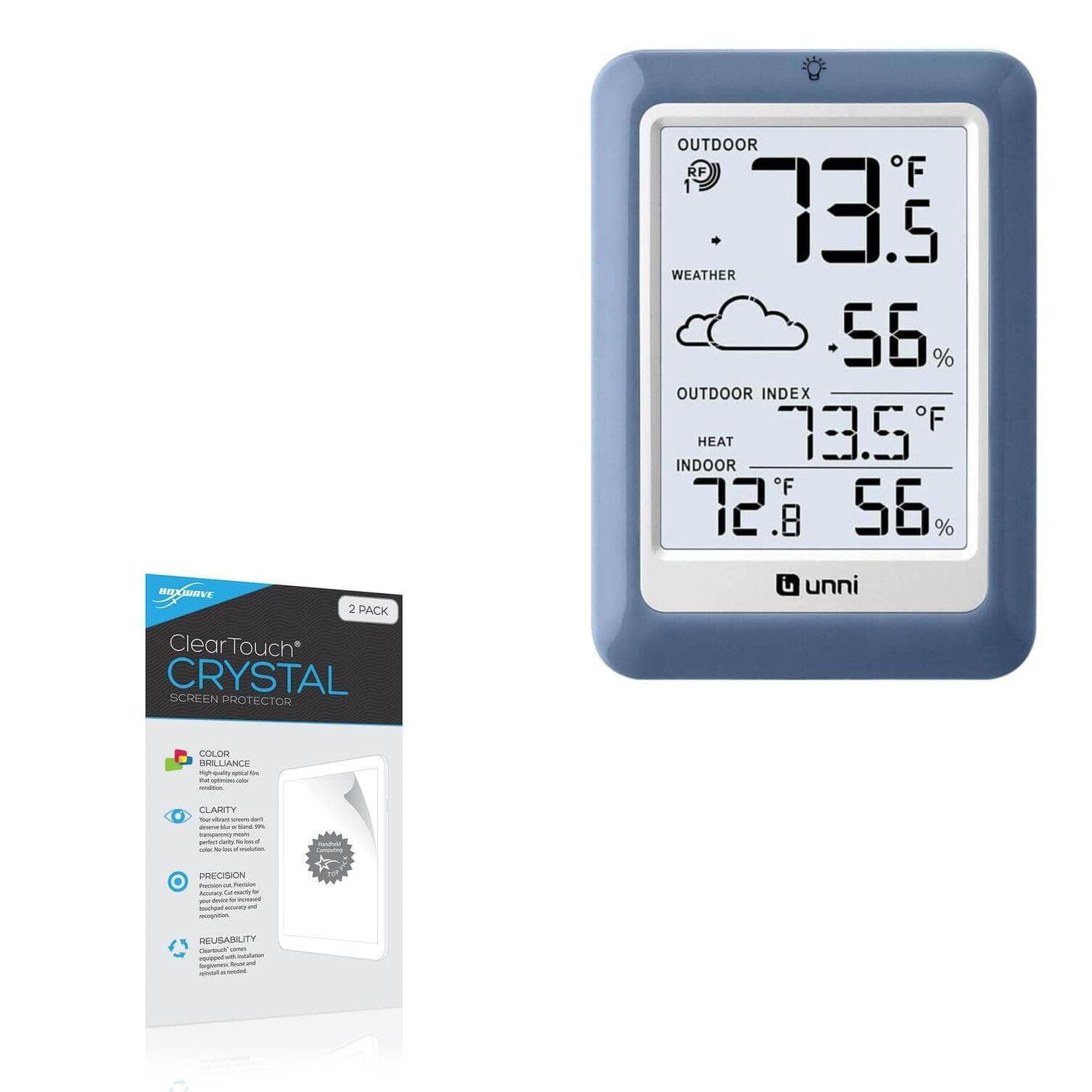 BoxWaveScreen Protector Compatible with U Unni Wireless Indoor Outdoor Thermometer - ClearTouch Crystal (2-Pack), HD Film Skin - Shields from Scratches