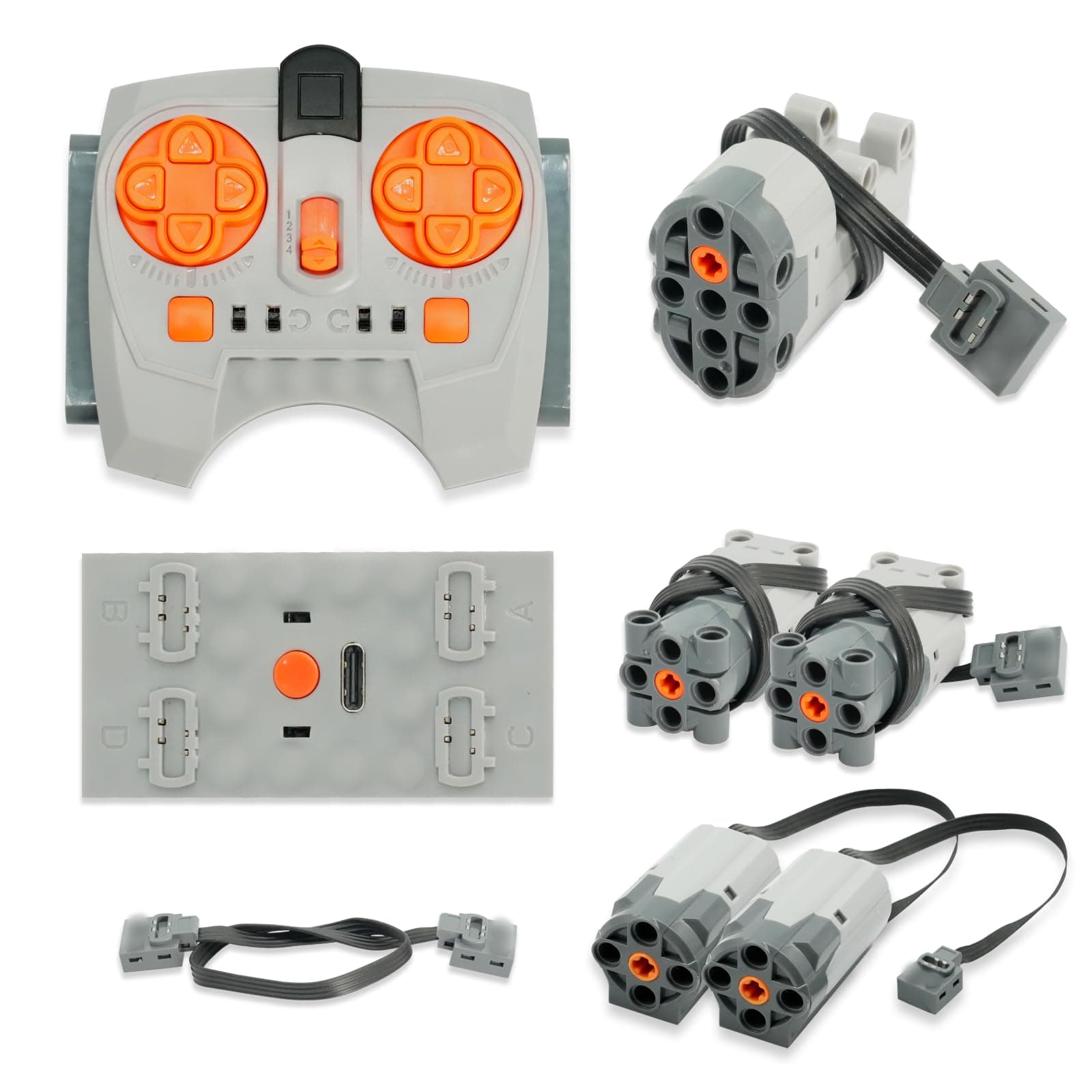 – Power Functions Set, QIQIAZI 8 PCS Power Functions Servo Motor Kit, Motor Set with Servo Motor, 2.4GHz Remote Control, Battery Box, M/L Motor, Extension Wire Compatible with Major Brands