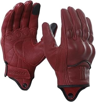 Harssidanzar Leather Motorcycle Gloves for Men Touchscreen GM028