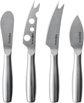 BOSKA Cheese Knives Copenhagen - 4 Cheese Knives - Small Cutlery - for All Types of Cheese - Butter Knife - Stainless Steel - Silver - Dishwasher Safe
