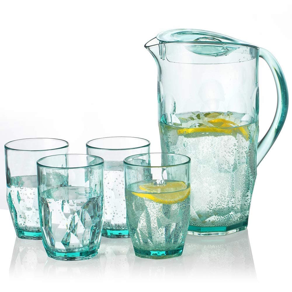 Water Jug with Lids Elegear Plastic Jugs with 4 Cups 2.1L Fridge Jug Perfect for Fruit Juice, Iced Tea and Cold&Hot Water (Green)