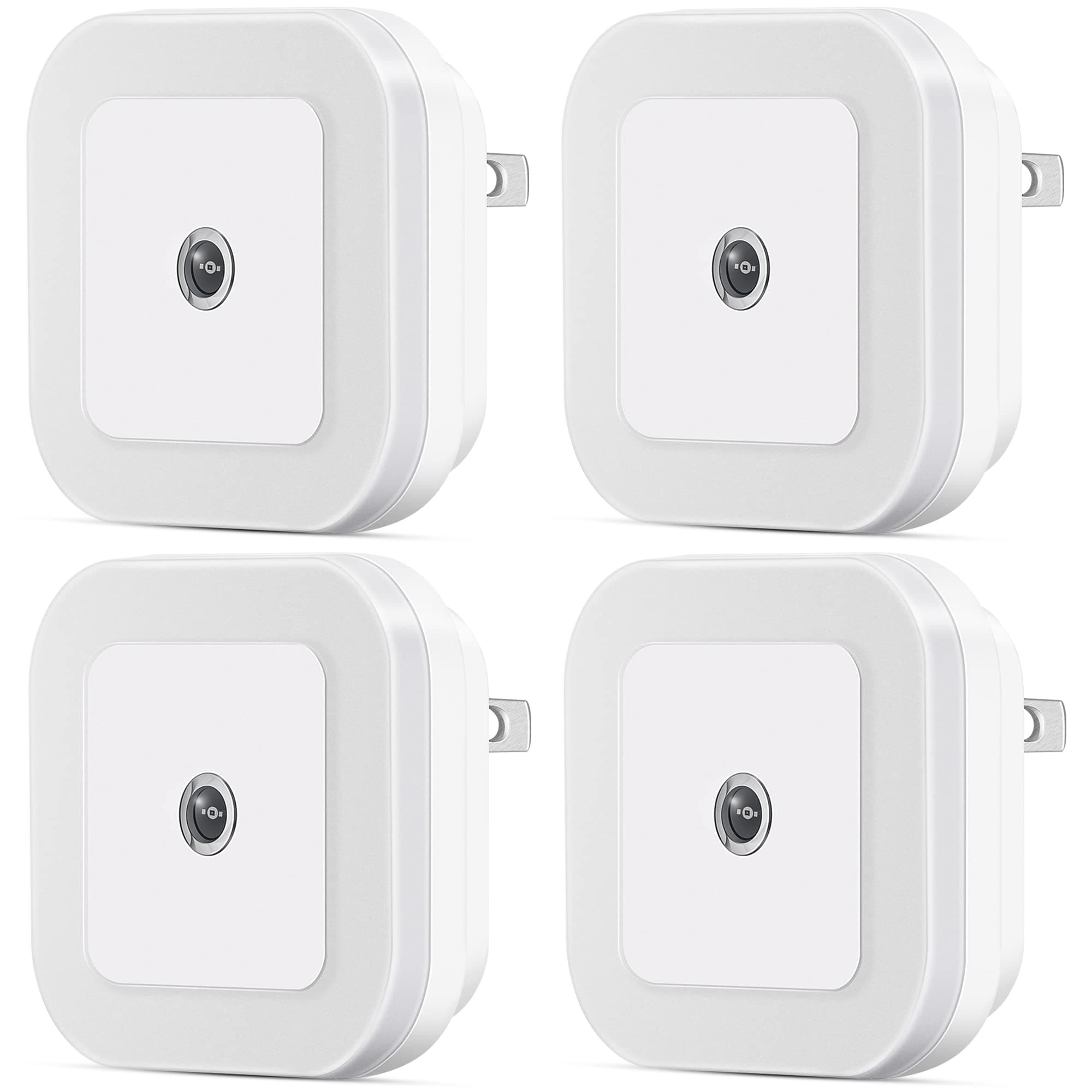 Dimmable LED Night Light with Dusk-to-Dawn Sensor for Nursery, Kids Room, Bedroom, Hallway, Stairs, Bathroom, Kitchen, Daylight White, Pack of 4