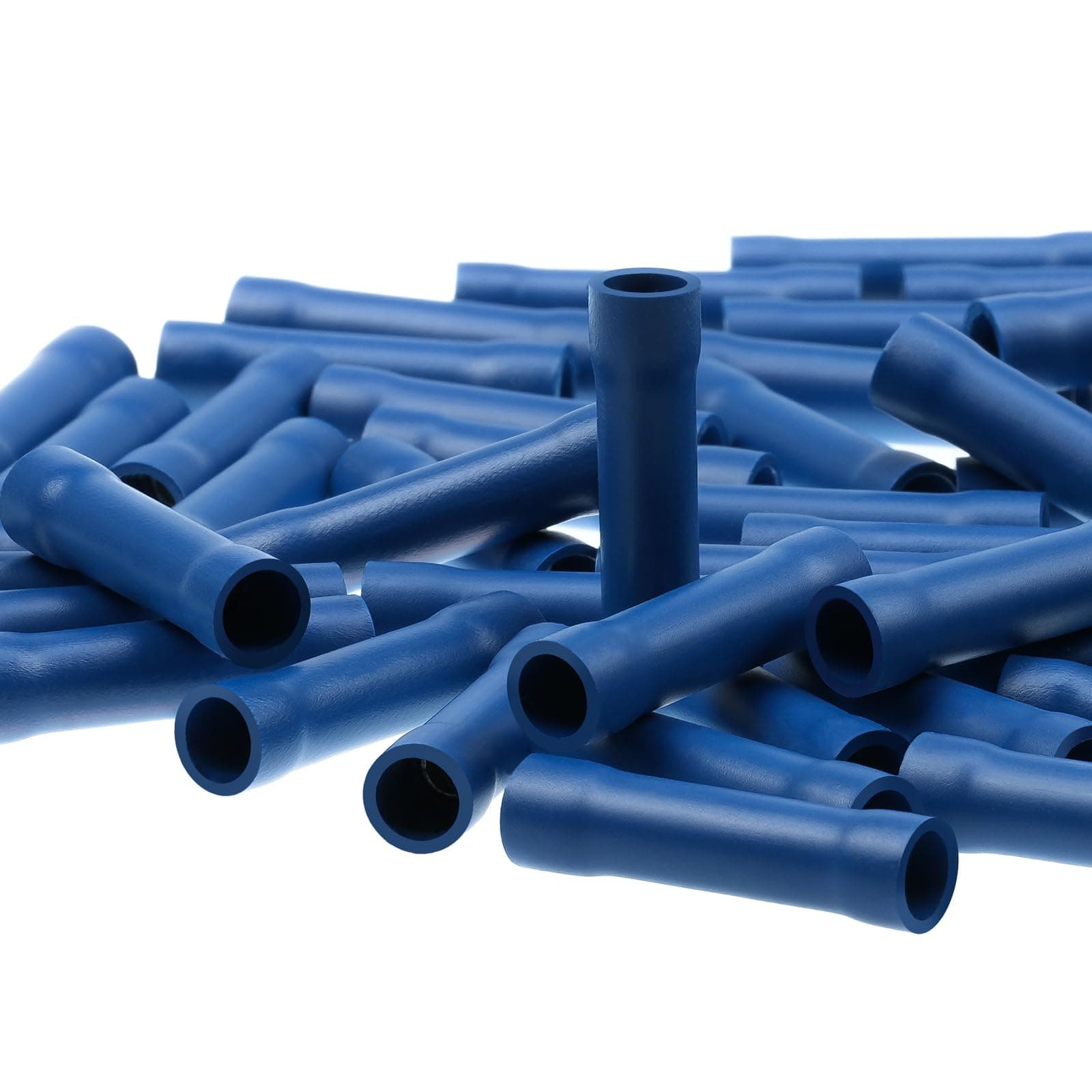 AIRIC Blue Butt Connectors Crimp Splice Terminals 100 pcs 16-14 AWG Electrical Connector, Fully Insulated PVC Wiring Crimps Terminal for 16,14 Gauge Wire