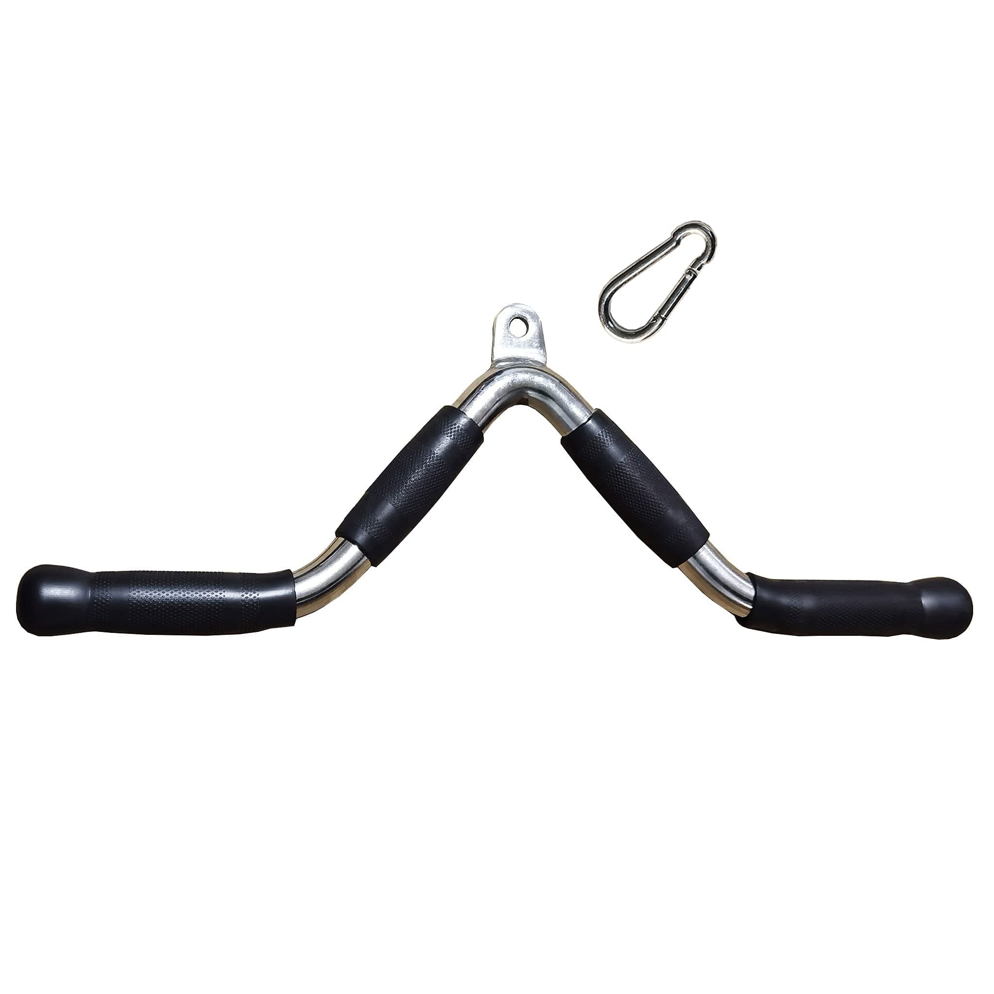 Lat Bar Cable Machine Attachment Curl Pulldown Bar Barbell Revolving Bar, Multi-Exerciser Cable Attachment Bar, Solid Steel Tricep Press Down Bar with Rubber Handgrips & Revolving Hanger 22 Inch