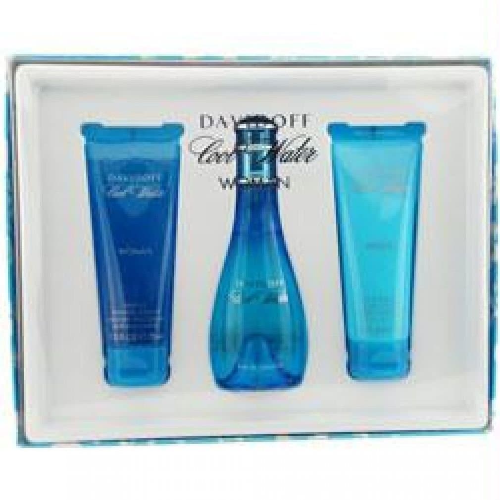 Zino Davidoff Cool Water Gift Set has 3 items. Eau De Toilett Spray 3.4 ounces, Body Lotion 2.5 ounces, and Shower Breeze 2.5 ounce