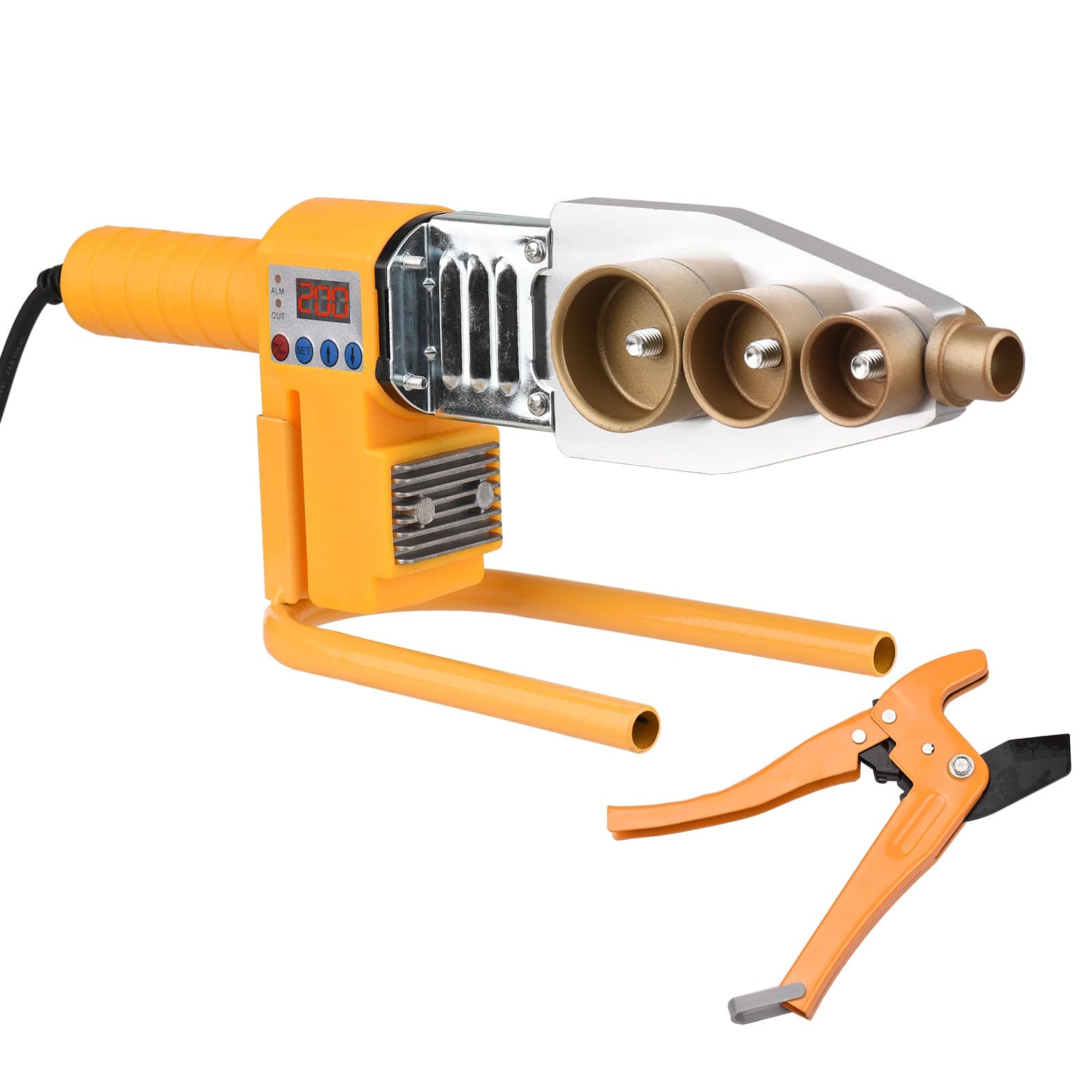 Plastic Pipe Welding Machine 0-320℃ Adjustable Digital Socket Fusion Welder with Double Heat Dissipation 6 Die Heads 20/25/ 32/40/ 50/ 63mm Iron Case 1000W Electric Tube Heating for PPR PE HDPE