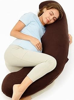 Momcozy U Shaped Pregnancy Pillows with Cotton Removable Cover, 57 Inch Maternity Pillow Full Body Support, Must Have for Pregnant Women, Geometric Pattern