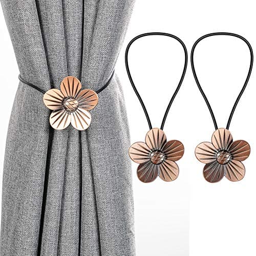 Magnetic Curtain Tiebacks Holdbacks Decorative Magnet Window Hold Drape Tie Backs (Silver Grey)