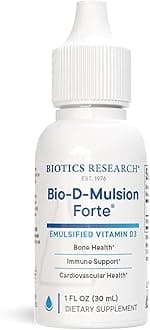 - Biotics Research Bio-D-Mulsion Forte Liquid Vitamin D Drops 4000 IU – Vitamin D3 2000iu /Drop for Adults –Best Absorption, Strengthens Bones, Supports Cardiovascular & Immune System -1 fl oz
