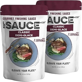 Le Sauce & Co. Gourmet Classic Demi-Glace Sauce 2-pack, Gluten Free Steakhouse Quality Gourmet Finishing Sauce, Steak Sauce, Brown Demi Glace, Brown Gravy, Pork Chops, Chicken, Mushrooms, Steak