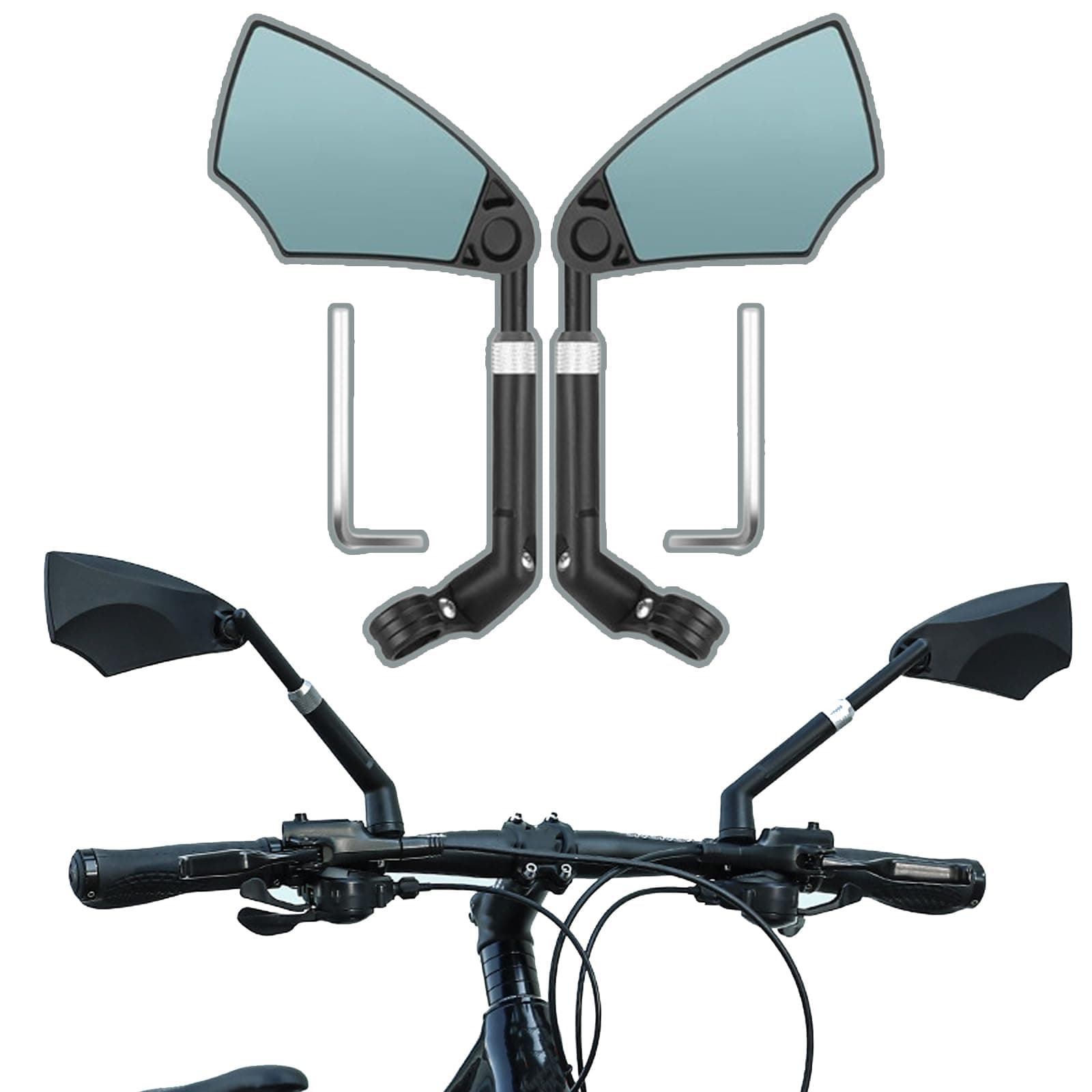 2Pcs Bicycle Mirror for Specialized Epic Comp Epic Hardtail Epic M4 Epic Pro Expedition, 360°Adjustable Bike Mirror Handlebar Mount Wide Angle Shockproof Convex Bike Rear View Mirror