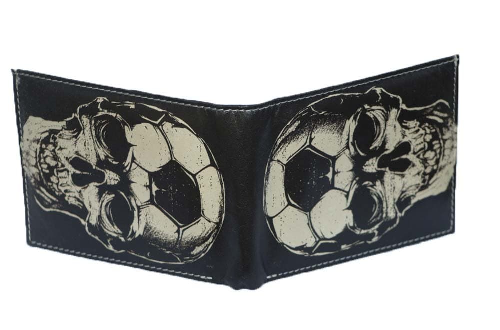 Studio Manhattan Soccer Skull Bi-Fold Leather Wallet