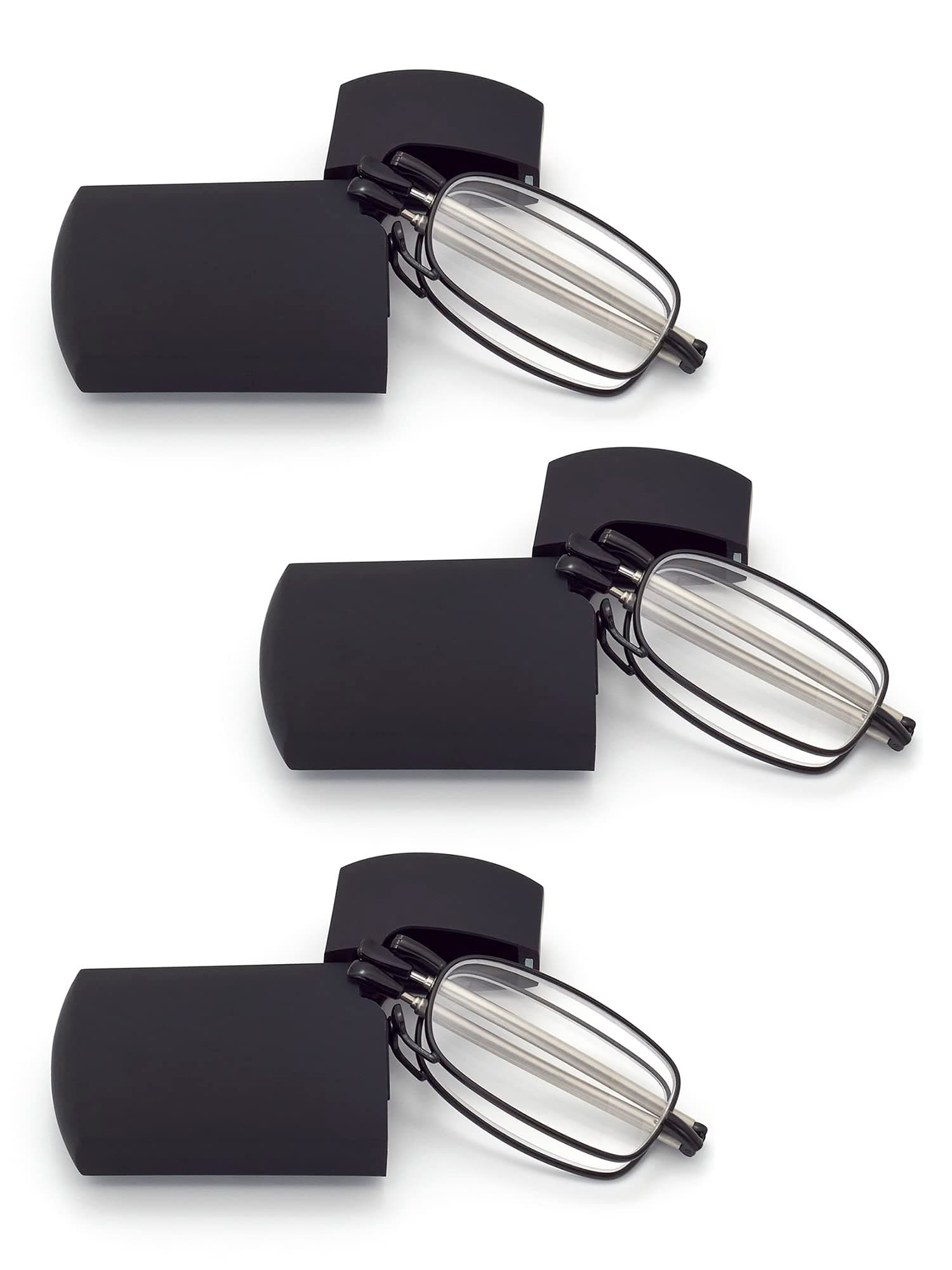 HIGHLIKE Hard Cases Folding Reading Glasses, Pocket Wallet Purse Compact Spring Hinge Readers, Transparent Clear Lens