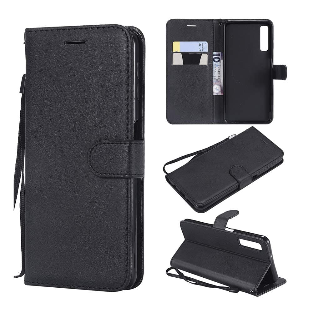 Samsung A7 Case, Galaxy A7 2018 Case, UDIKEFO Premium Leather+Inter Upgrade TPU [Kickstand & Magnetic] [Card Slot] Flip Cases for Samsung Galaxy A7 2018 SM-A750F A750F- Black