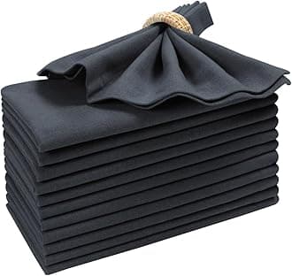 Cotton Dinner Cloth Napkins Set of 12 – 18x18 Dark Grey Fabric – Reusable & Machine Washable Dinner Napkins for Weddings, Restaurants & Everyday Use