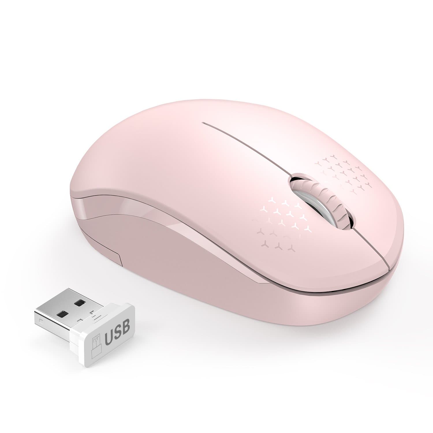 Seenda [Upgrade] Wireless Mouse, 2.4G Noiseless Mouse with USB Receiver - Portable Computer Mice for PC, Tablet, Laptop and Windows/Mac/Linux - Pink