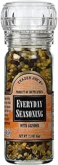 Trader Joe's Everyday Seasoning with Built in Grinder Use on Everything Everyday Sea Salt,mustard Seeds, Black Peppercorns,coriander,onion,garlic,paprika & Chili Pepper 2.3oz - PACK OF 4