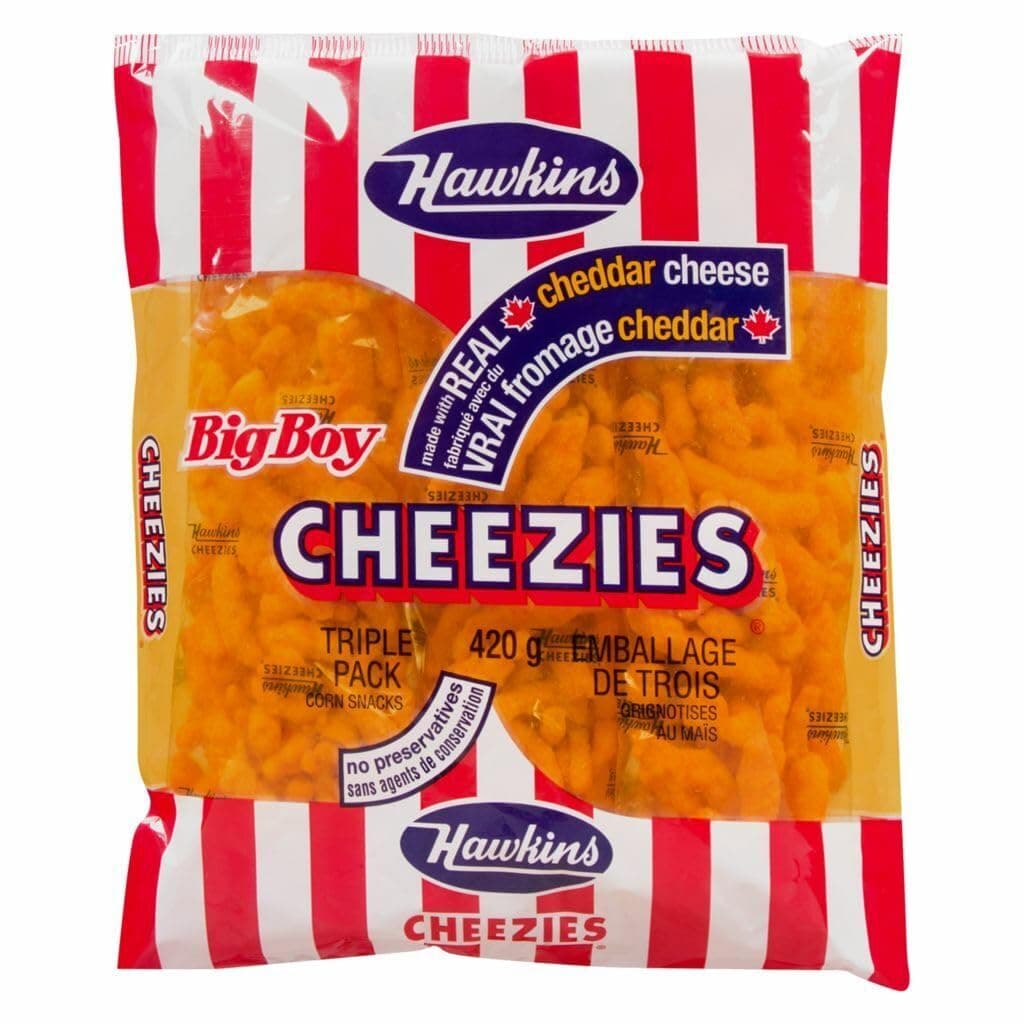 Hawkins Made with Real Cheddar Cheese Cheezies, Big Boy Triple Pack 420g, 14.8oz , Made in Canada