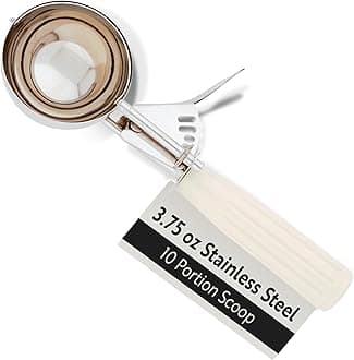 3.75 Ounce Portion Scoop, 1 Trigger Release Stainless Steel Cookie Scoop - With Ivory Handle, Stainless Steel Disher, For Portion Control, Cookie Dough, Cupcake Batter, Or Ice Cream