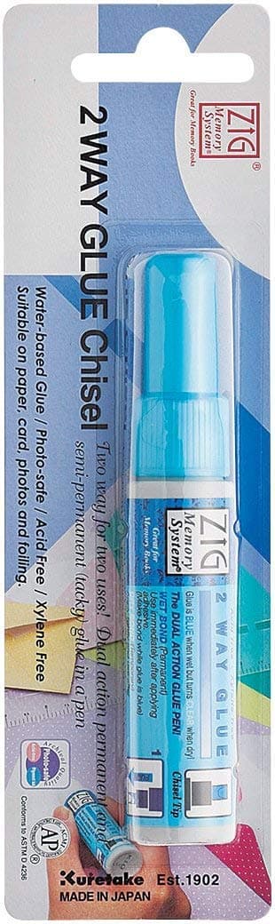 Kuretake Zig 2 Way Glue, 4mm Chisel Tip, Perfect for Scrapbooking, Craft, Card Making, Foil Calligraphy, Cricut mats, Made in Japan