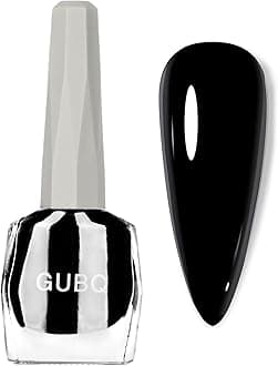 Black Nail Polish - Glossy Black Nail Varnish Quick Dry - Oil Based Breathable Nail Polish - Long Lasting Nail Varnish Non Chip No Bake 60 Seconds Air Dry for Home French Nail Art