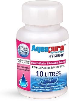 Aquapura Water Purification Tablets 100 Tablets Pack, Each Tablet for 10 litres Water (Water Purifier), 3 Years Shelf Life & Warranty, Makes Water Pure and Safe