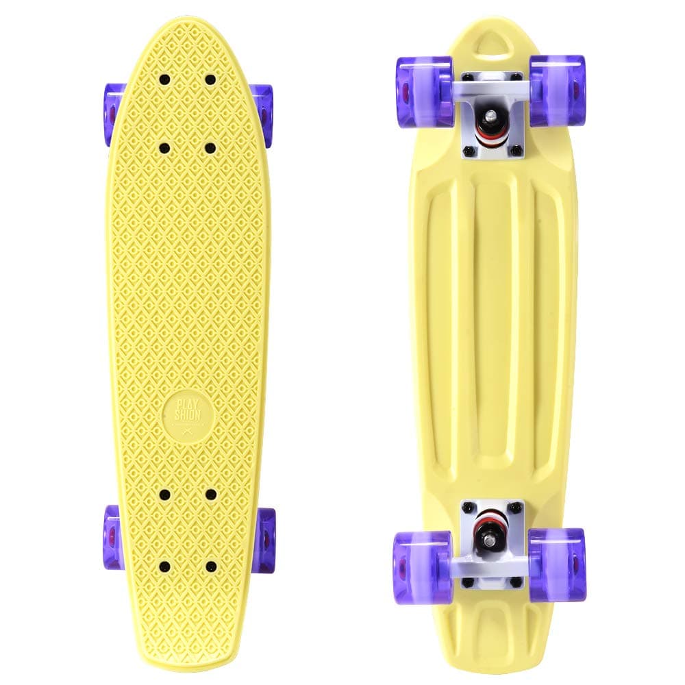 Playshion Complete 22 Inch Mini Cruiser Skateboard for Beginner with Sturdy Deck Carbon