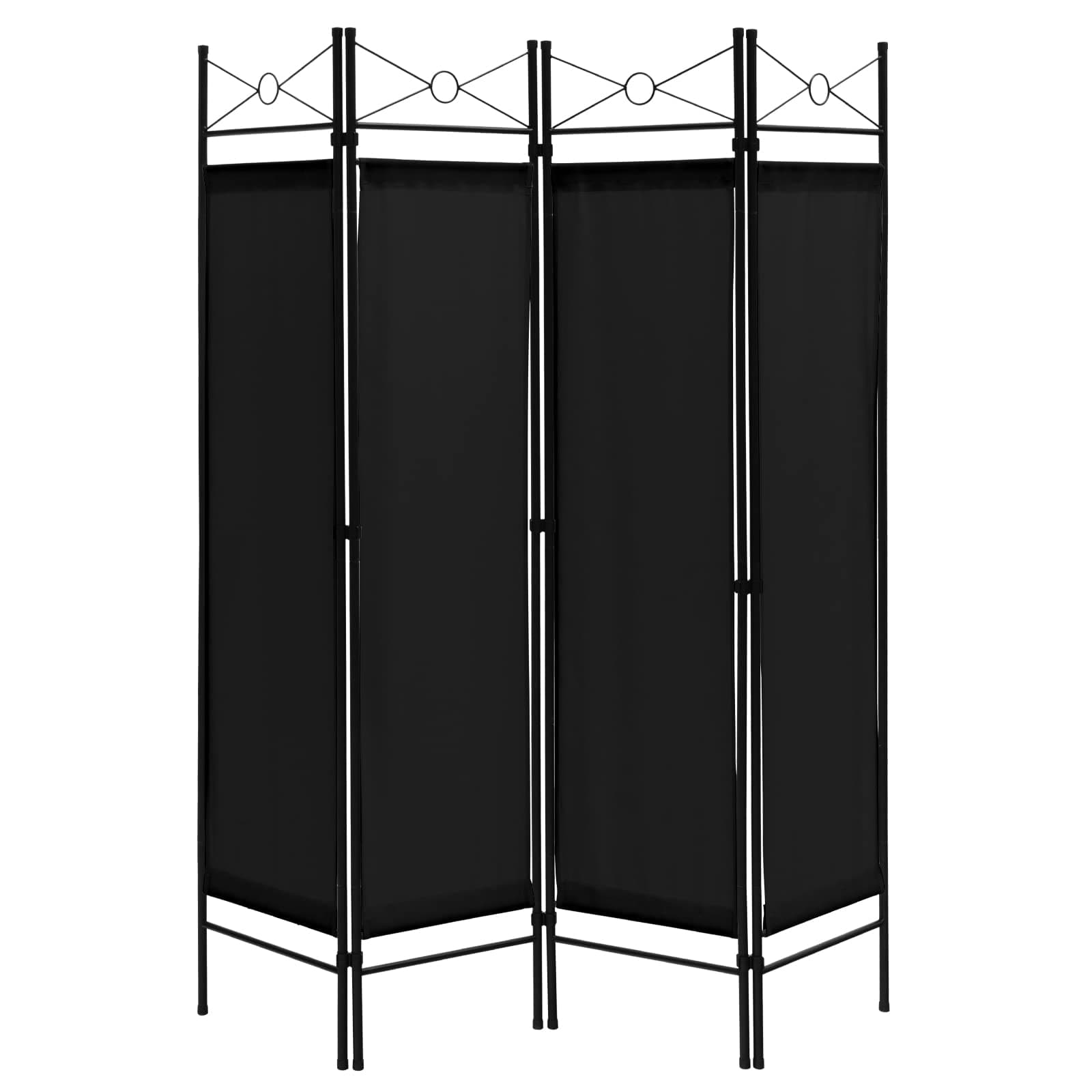 COSTWAY 4 Panel Folding Room Divider, Freestanding Wall Privacy Screen Protector with Detachable Cloth, Home Living Room Bedroom Office Paravent Partition Separator (Black)