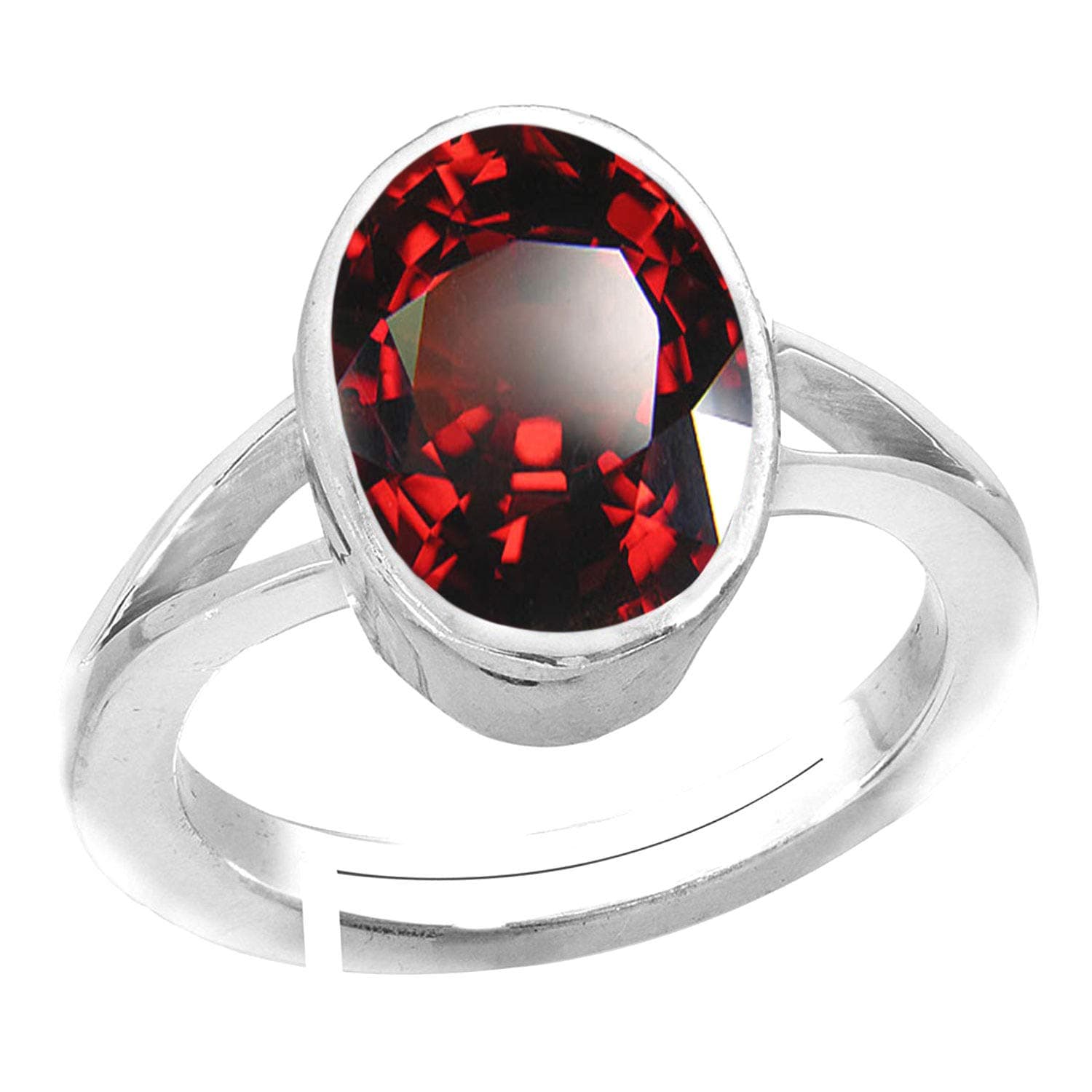 Accurate Traders11 Ratti Hessonite Garnet Stone Silver Adjustable Ring (10 carats) Original and Certified by GLI Natural Gomed Gemstone Chandi Free Size Anguthi Unheated and Untreated for Astrological Purpose for men and women