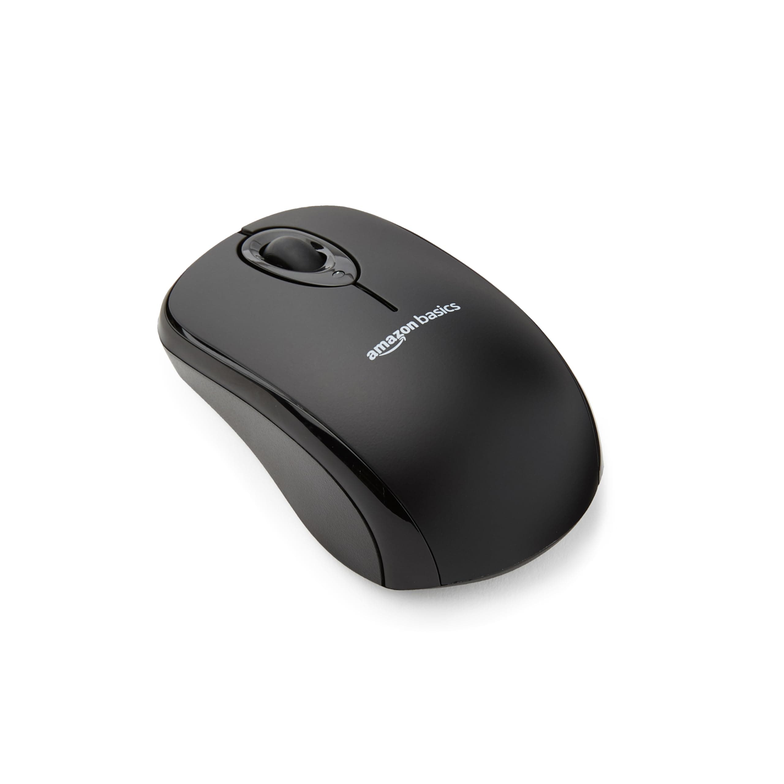 Amazon Basics Wireless Mouse for Laptop, 2.4GHz with USB Nano Receiver – Black
