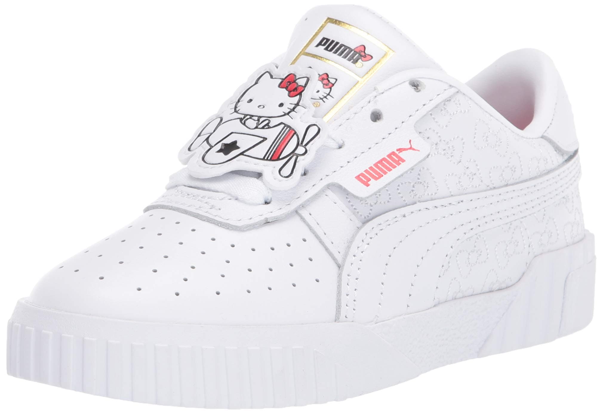 Puma Cali X Hello Kitty Sneaker, White Black, 3 US Unisex Big Kid
