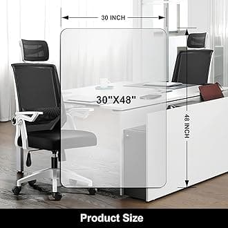 Kuyal Office Chair Mat for Hardwood Floor, 30'' x 48'' Rectangle Transparent Desk Thick Durable Chair Mat for Rolling Chairs, Easy Glide, Floor-Protector