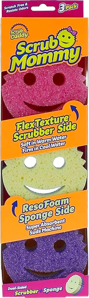 Scrub Daddy Scrub Mommy Dual Sided Scrubber and Sponge Scratch Free & Resists Odors 3 Count 1 ea, Multicolor