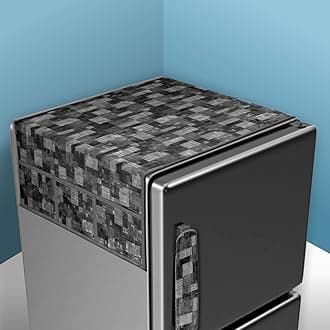 Kuber Industries Fridge Top Cover | Fridge Top Cover with Pockets | Refrigerator Top Cover for Kitchen | Fridge Top Cover with 6 Utility Pockets | New Check Fridge Cover | Gray