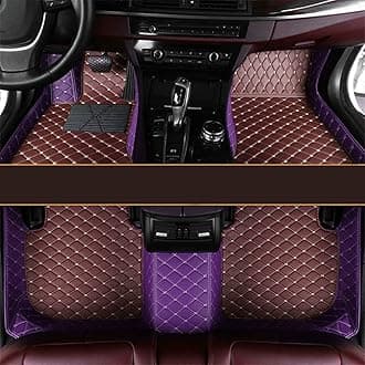 Custom All-Weather Protection Leather Car Floor Mats for Cars Sedan SUV Sports Car Waterproof Floor Mat (Brown&Purple)