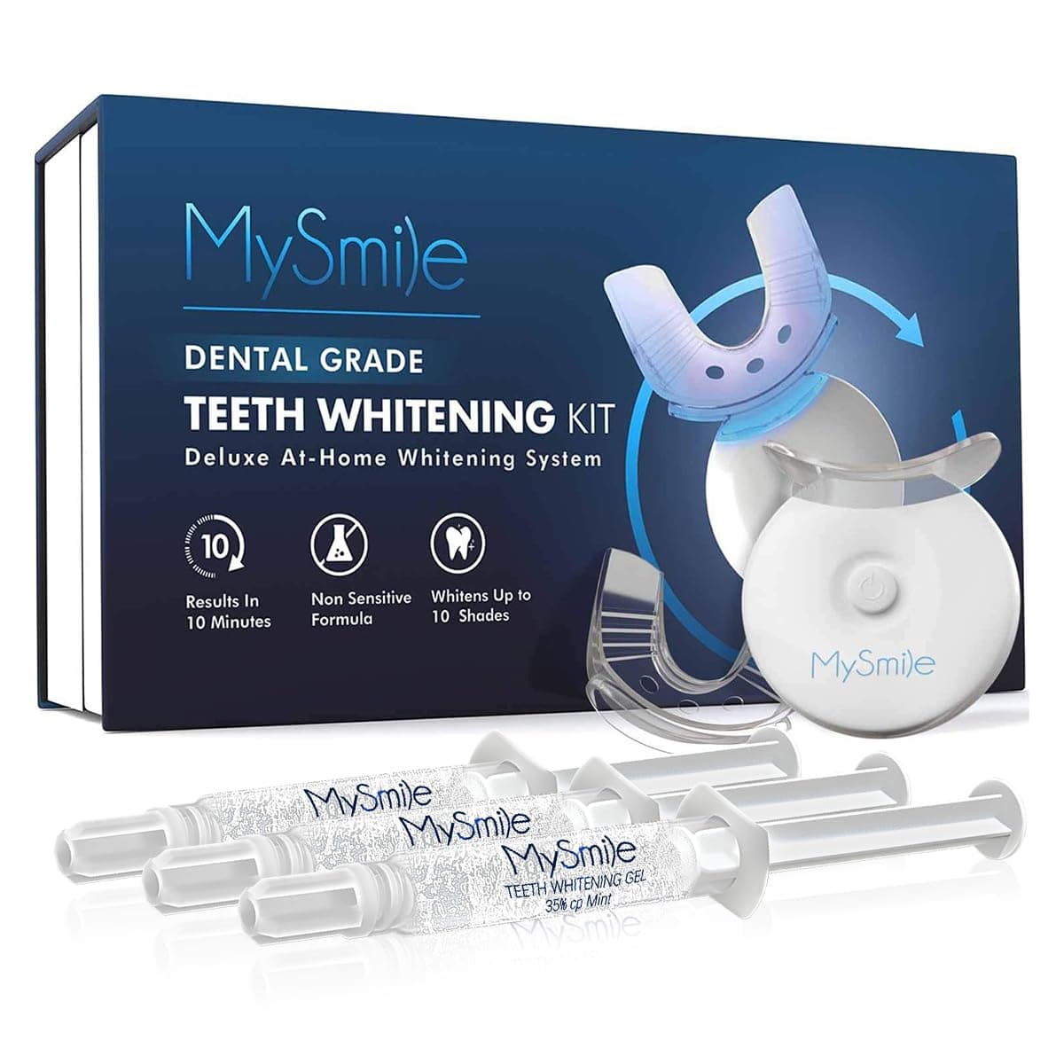 Teeth Whitening Kit with LED Light, 10 Min Fast Teeth Whitener with 3 x 35% Carbamide Peroxide Whitening Gel, Helps to Remove Stains from Coffee, Smoking, Wines, Soda, Food