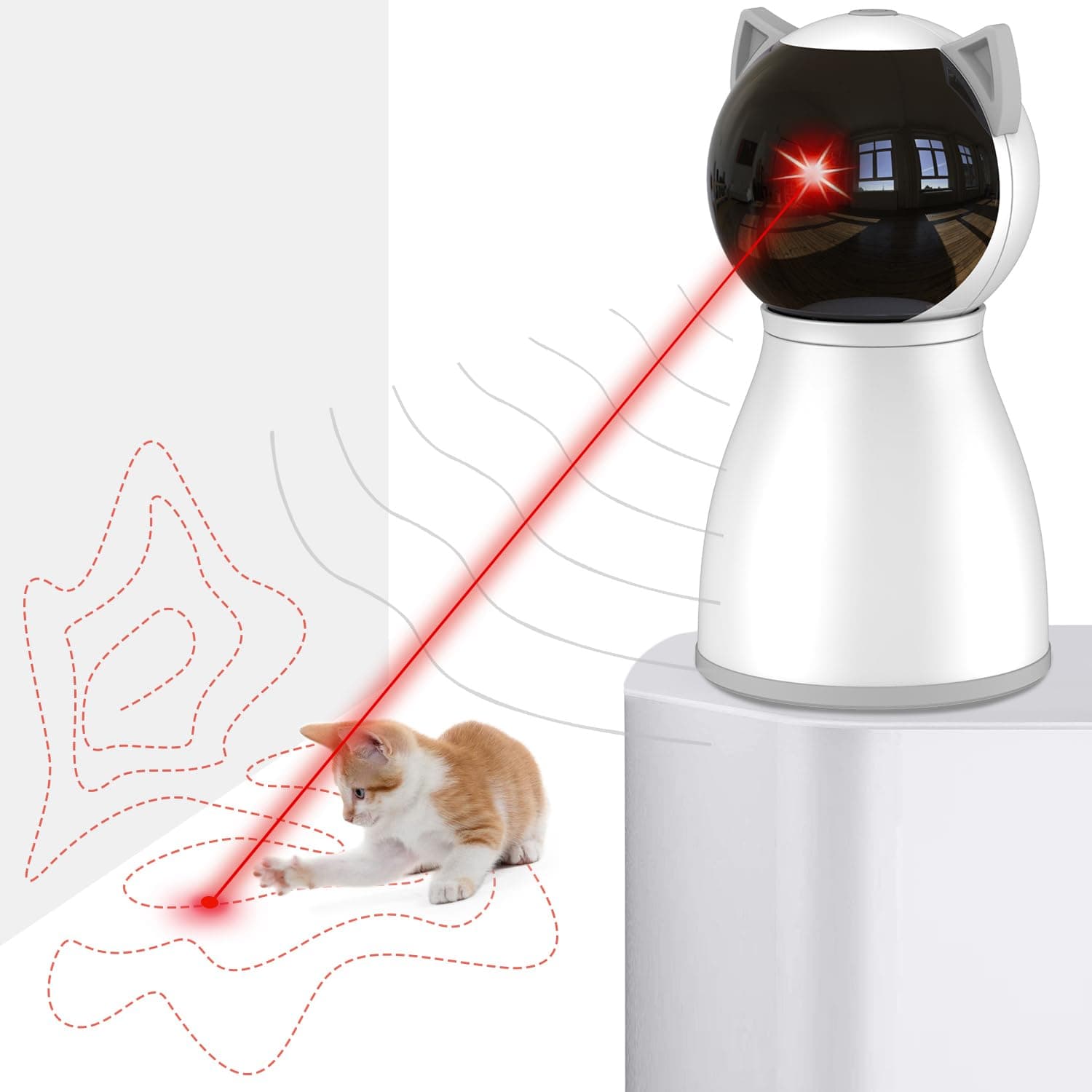Interactive Cat Toys For Indoor Cats with Real Random Trajectory,Motion Activated Automatic Cat Toy for Bored Indoor Adult Cats/Kittens/Dogs,USB Rechargeable,3 Speed Modes