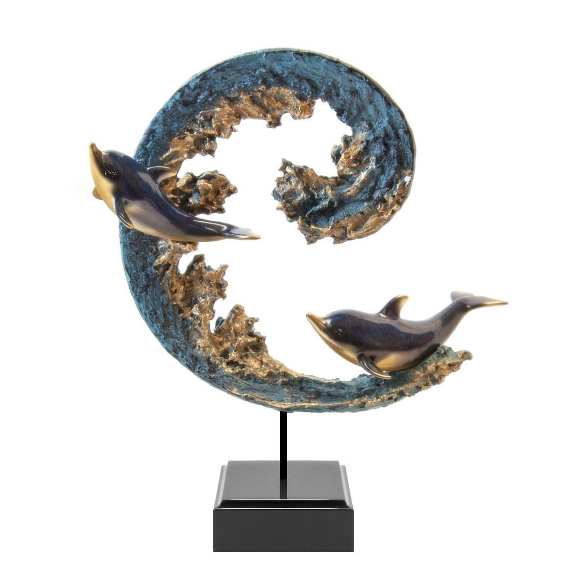 Wave Runners, Dolphins Stonecast Sculpture, Big Sky Carvers