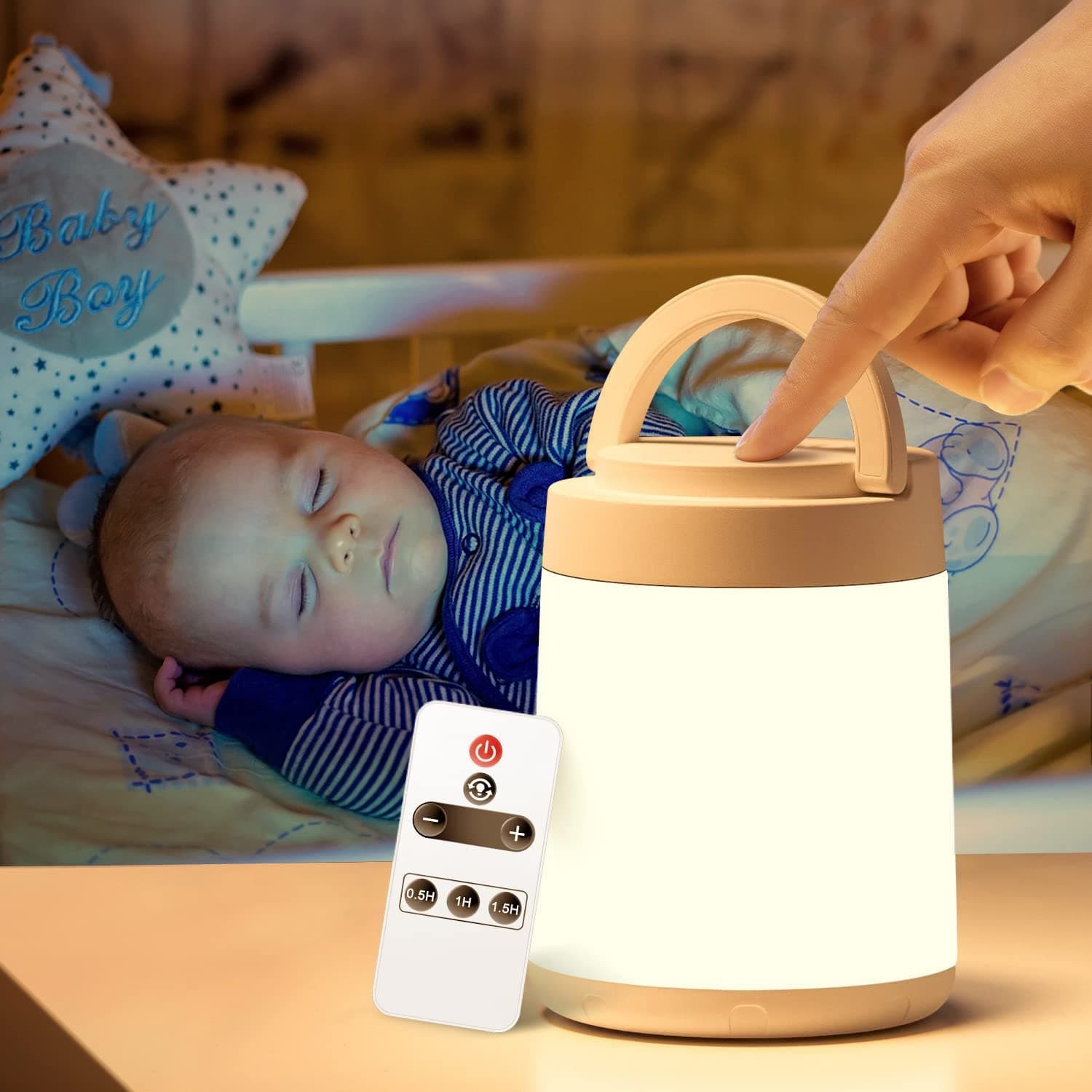 Night Light for Kids, LED Touch Sensor Baby Night Light for Breastfeeding and Sleep Aid, Stepless Dimming Nursery Lamp Rechargeable Portable Night Light with Memory Function Bedside Light