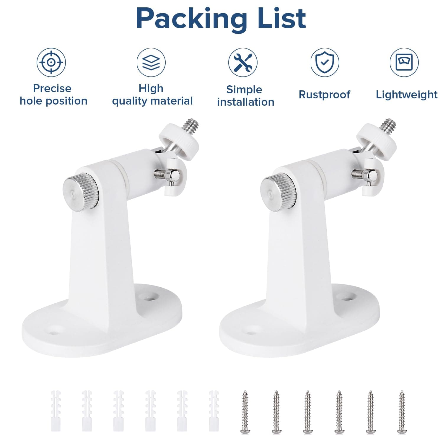 2 Pack Adjustable Wall Mount Bracket for eufyCam 2C/2C Pro 2/2 Pro 3C/S300 3/S330 for SoloCam C210/S220 Home Security System Perfect Viewing Angle Mounting Bracket - White