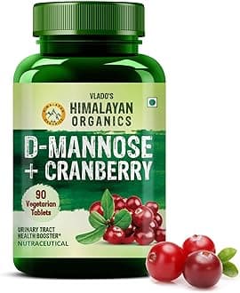 Himalayan OrganicsD-MANNOSE + CRANBERRY Antioxidant Rich Supplement for Kidney Health | Useful for Bladder Infections & UTI | For Mens And Womens- 90 Tablets