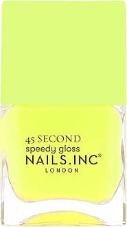45 Second Speedy Gloss, Natalie, Pale Yellow, Neon, No Chip, Long Lasting, Quick Dry, Air Dry, Professional Manicures & Pedicures, Fingernails & Toenails, Vegan Nail Polish, 0.47 Fl Oz