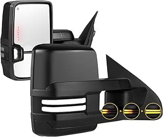 Painted Black Towing Mirrors Compatible with 2014-2018 Chevy Silverado GMC Sierra with Switchback Dynamic Turn Light Running Lights Power Glass Backup Heated Pair