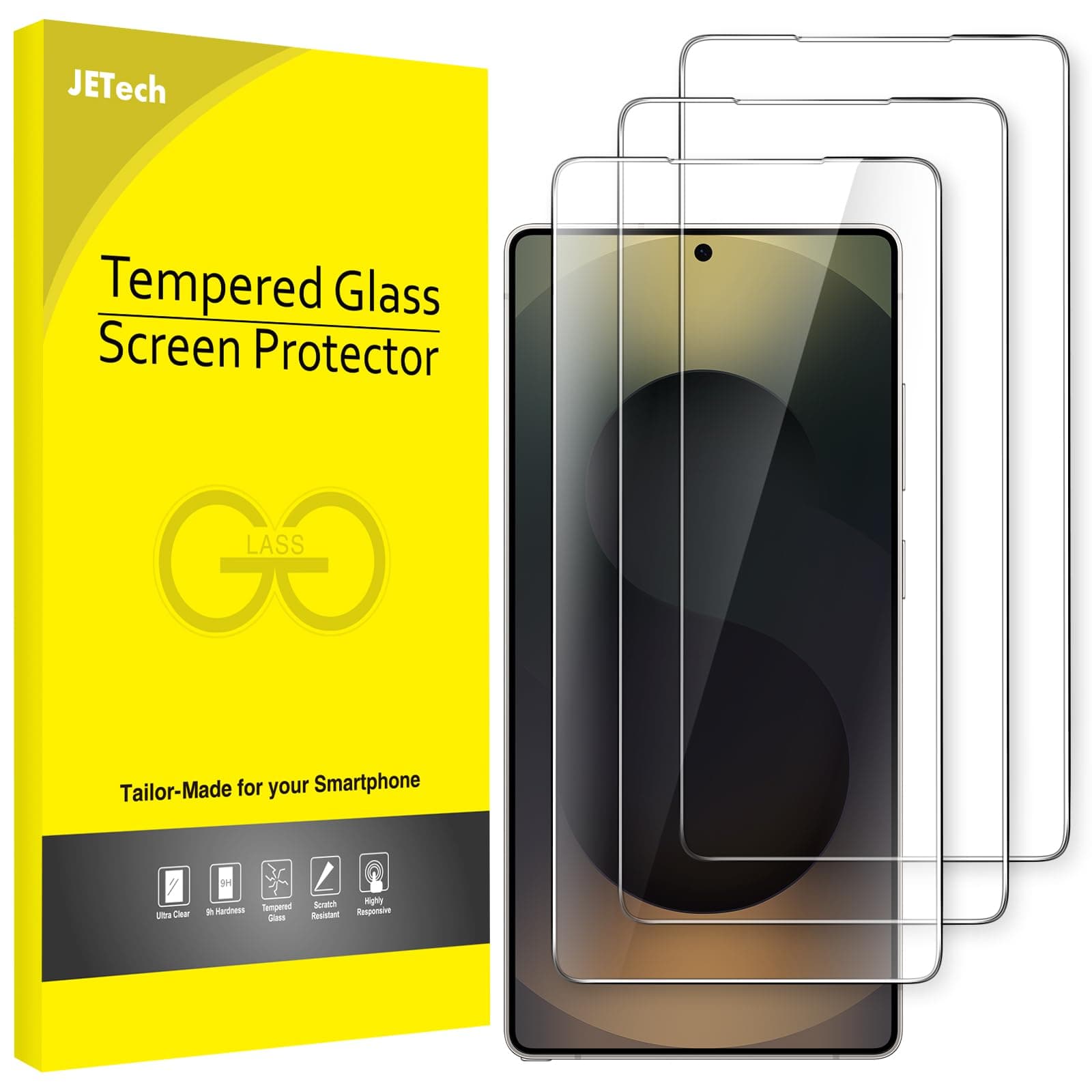 JETech Screen Protector for Samsung Galaxy S25 Ultra 5G, Tempered Glass Film, Fingerprint ID Compatible, HD Clear, 3-Pack