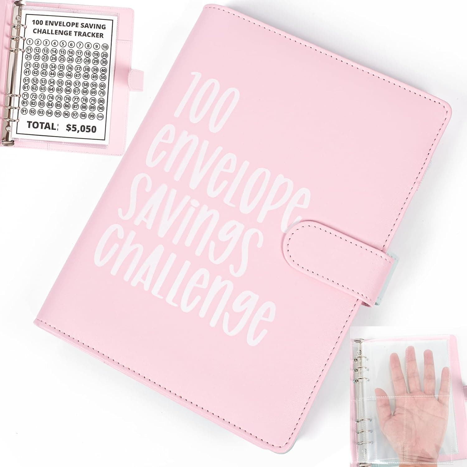 Premium 100 Envelope Saving Challenge Binder | £5050 Money Saving Journey with Cash Envelopes | A6 Wallet, Reusable Cards | Budget Binder for 100 Days Challenge | Ideal for UK Envelope Saving