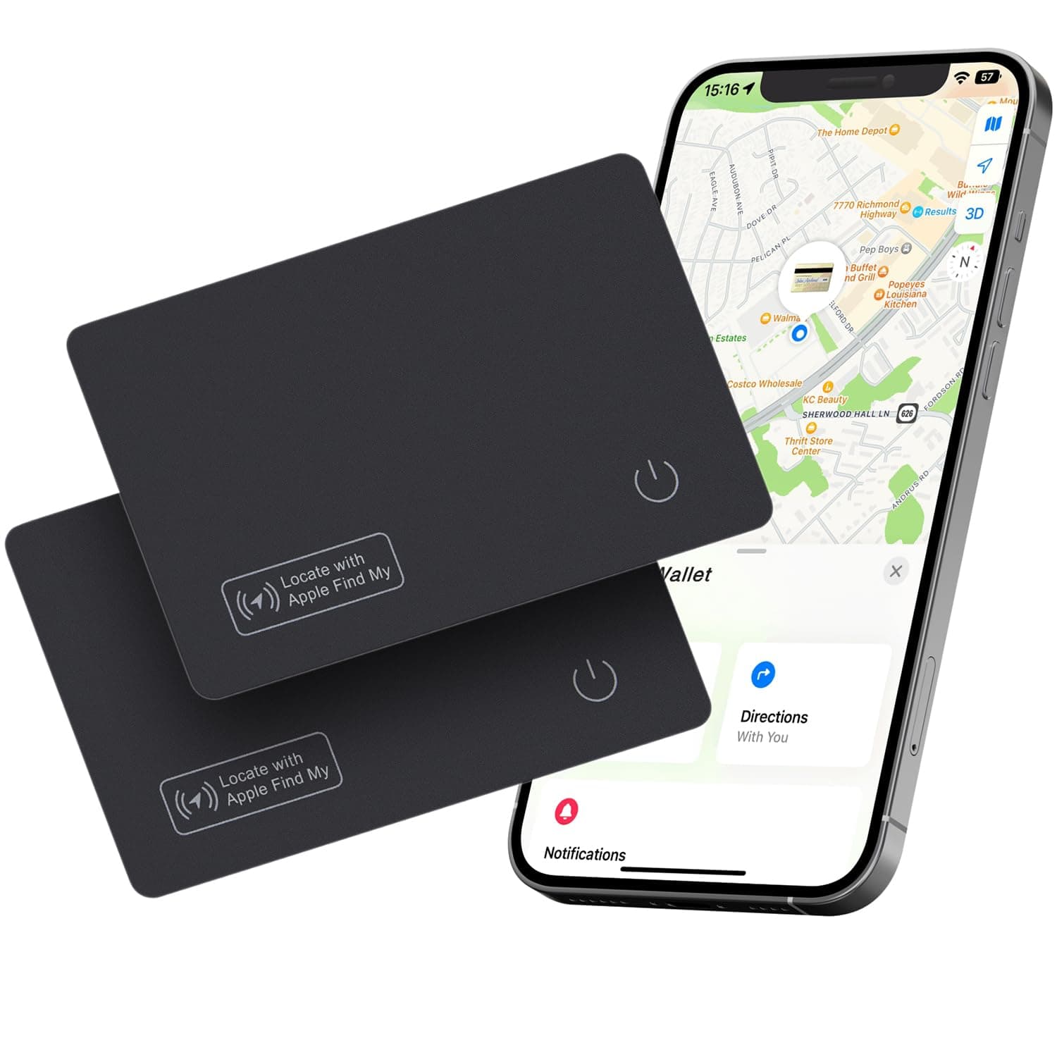 Reyke Wallet Tracker Card, 2 Pack Wireless Charging Wallet Finder. Works with Apple Find My (iOS Only), Item Tracker for Luggage Tags, Phone, Passports