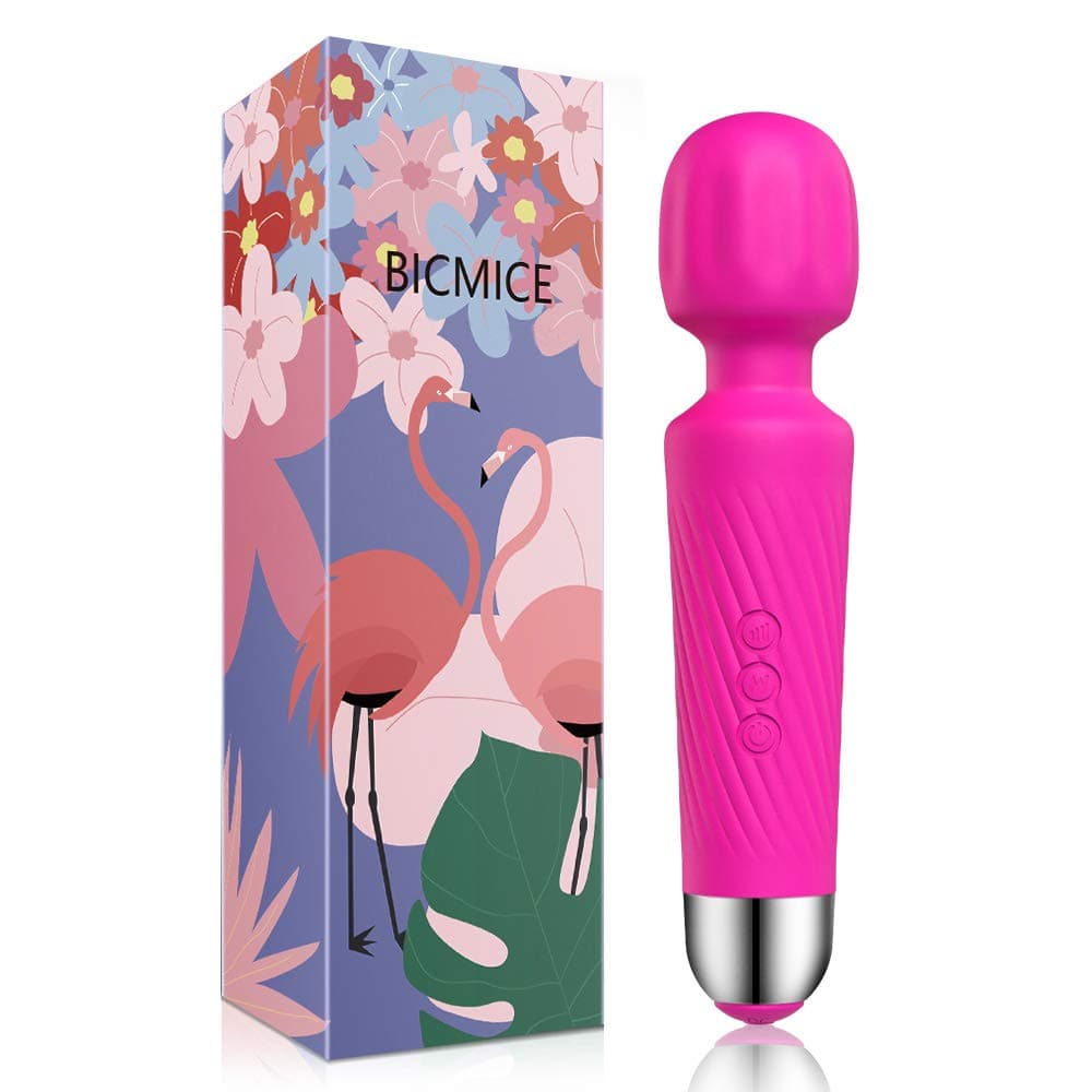 Bicmice Personal Wand Massager with 8 Speed 20 Pattern Mini Electric Cordless Handheld for Women Muscle Tension,Back,Neck Relief,Soreness,Recovery Massage Wand - Portable Travel Bag Included